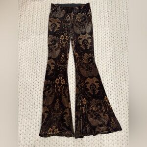 Free People Black and Brown Velvet Pants
